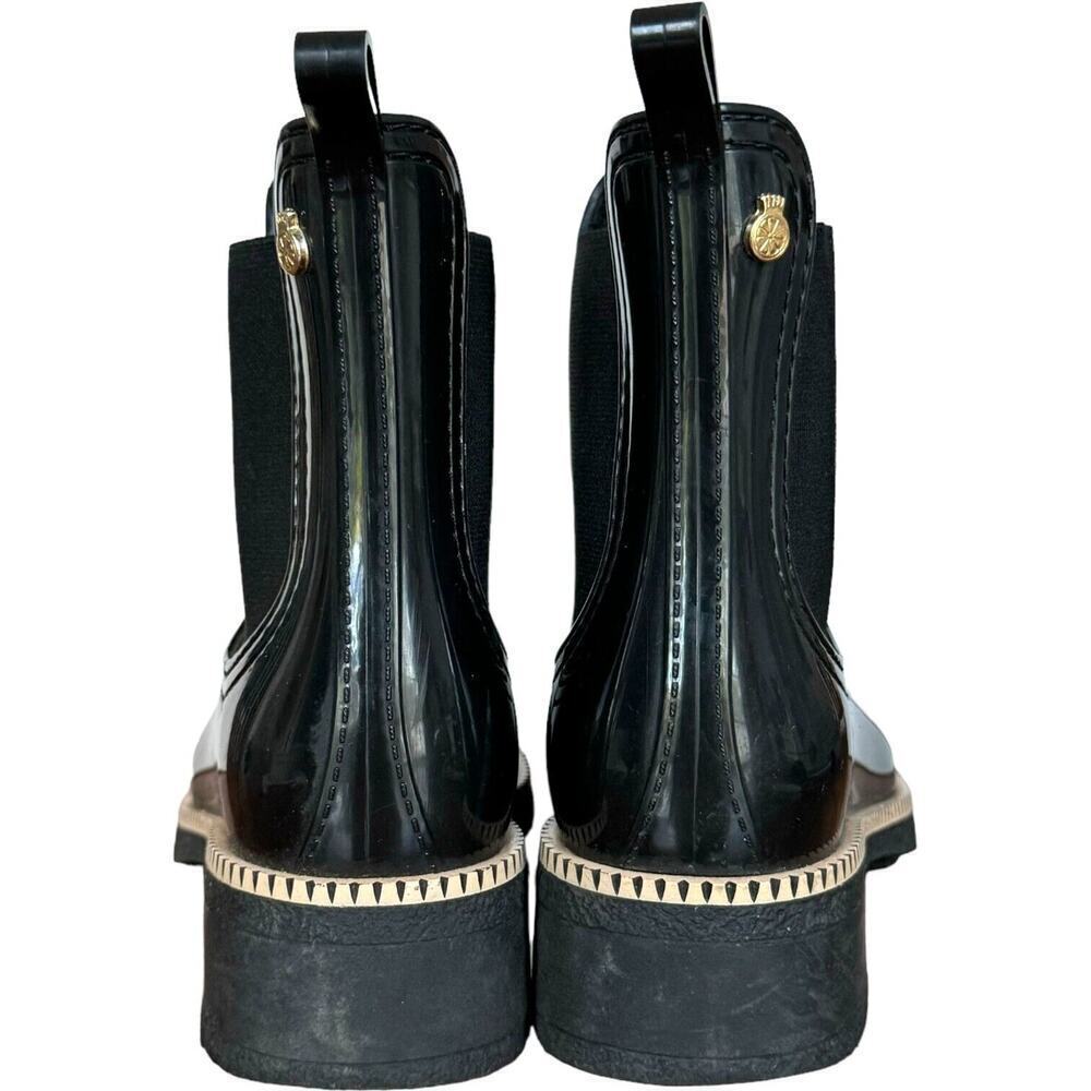 Lemon Jelly Womens Ava Chelsea Rain Boots Black Pull On Almond Toe Ankle 7 EU 38 - Picture 8 of 12